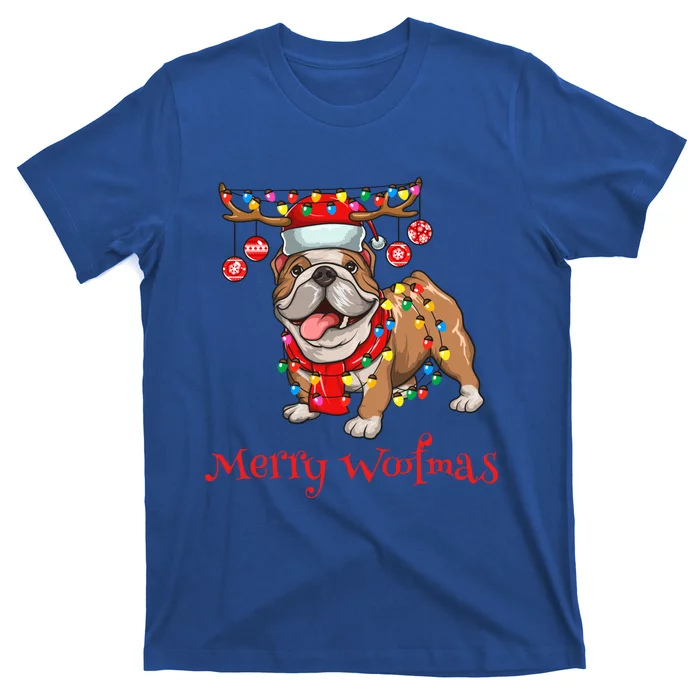 Christmas Cute Bulldog Dog Holiday Lights Merry Woofmas Gift T-Shirt