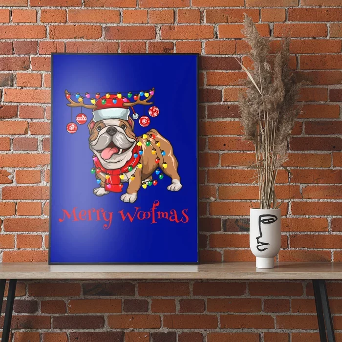 Christmas Cute Bulldog Dog Holiday Lights Merry Woofmas Gift Poster