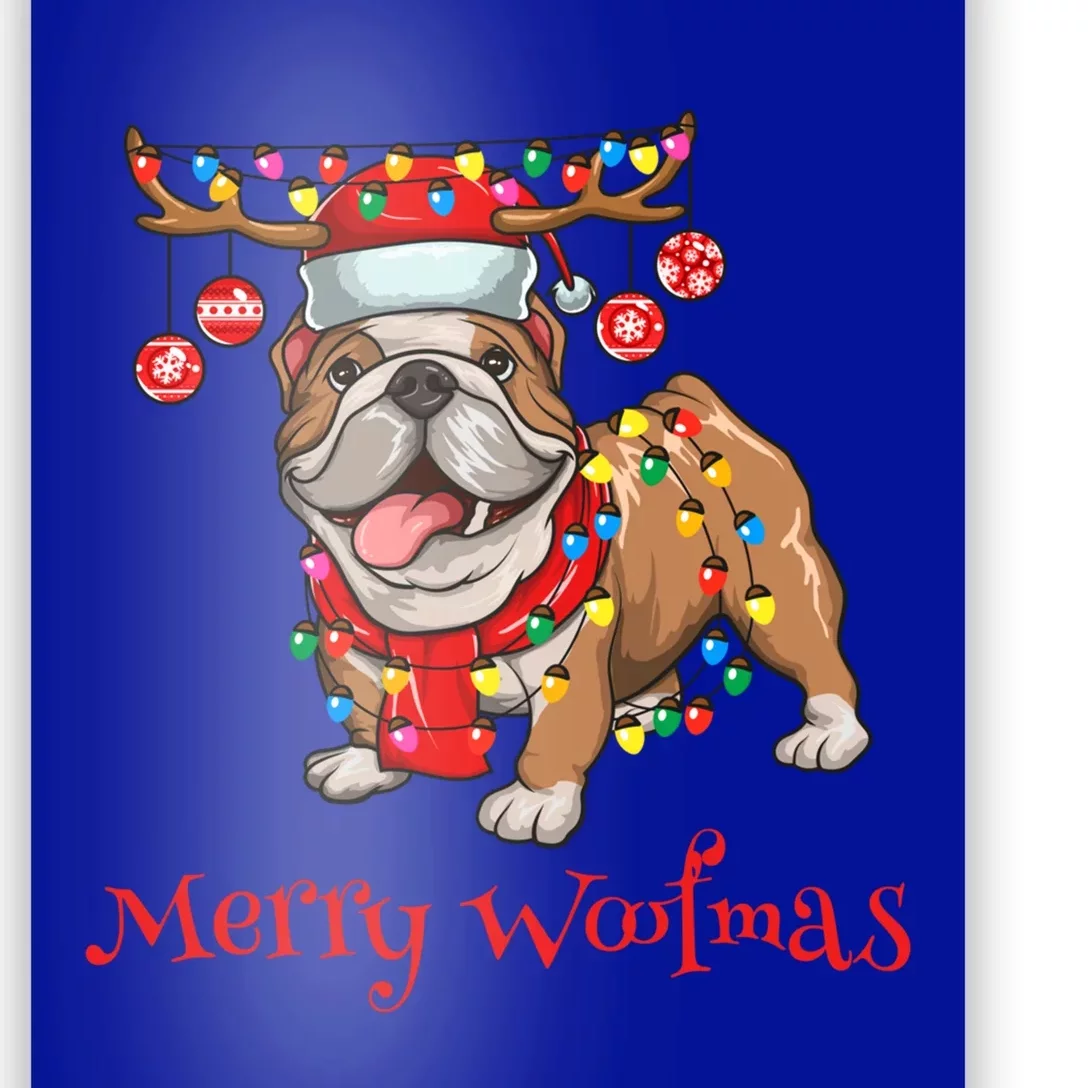 Christmas Cute Bulldog Dog Holiday Lights Merry Woofmas Gift Poster