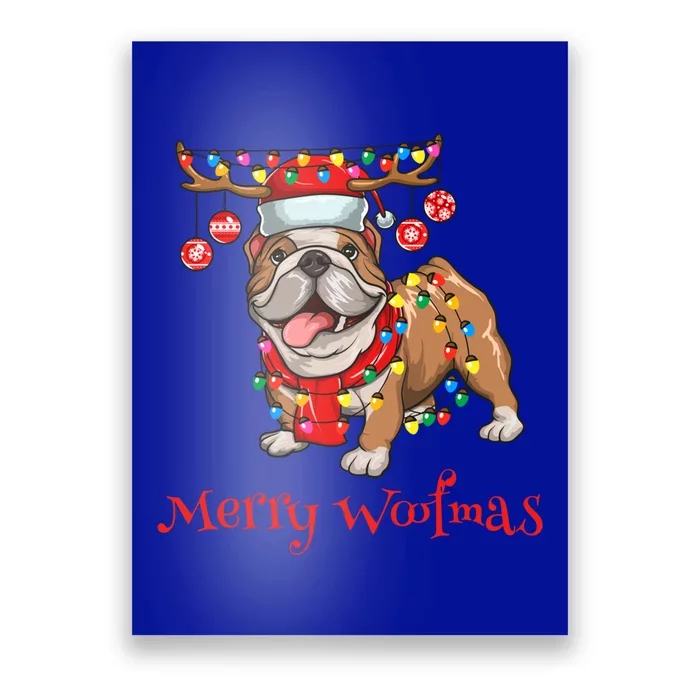 Christmas Cute Bulldog Dog Holiday Lights Merry Woofmas Gift Poster