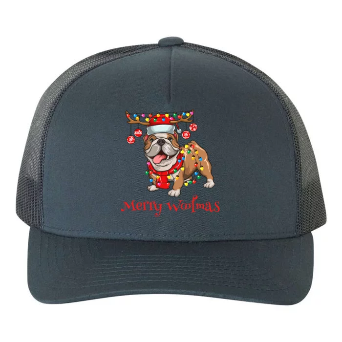 Christmas Cute Bulldog Dog Holiday Lights Merry Woofmas Gift Yupoong Adult 5-Panel Trucker Hat