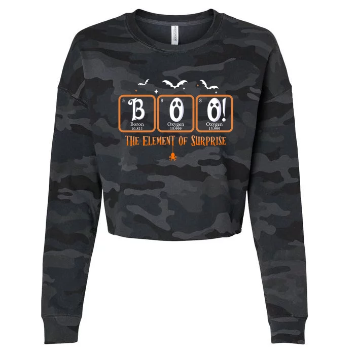 Cute Chemistry Boo The Element Of Surprise Chemist Halloween Cropped Pullover Crew