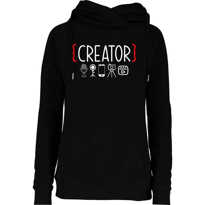 Content Creator Blogger Vlogger Influencer Creator Womens Funnel Neck Pullover Hood