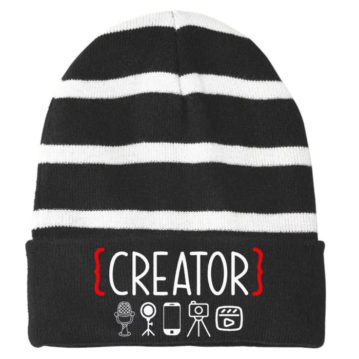 Content Creator Blogger Vlogger Influencer Creator Striped Beanie with Solid Band