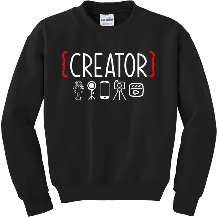 Content Creator Blogger Vlogger Influencer Creator Kids Sweatshirt