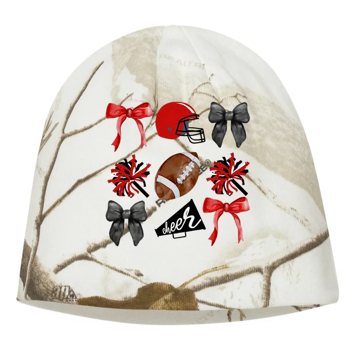 Cheer Coquette Bow American Football Autumn Thanksgiving Kati - Camo Knit Beanie