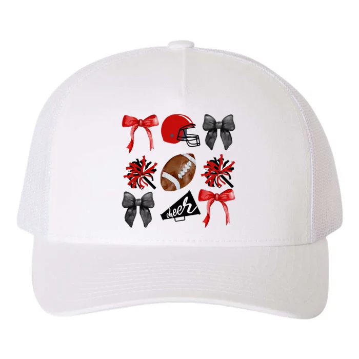 Cheer Coquette Bow American Football Autumn Thanksgiving Yupoong Adult 5-Panel Trucker Hat