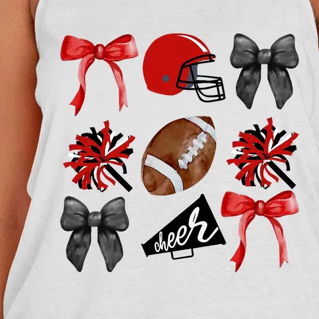 Cheer Coquette Bow American Football Autumn Thanksgiving Women's Knotted Racerback Tank