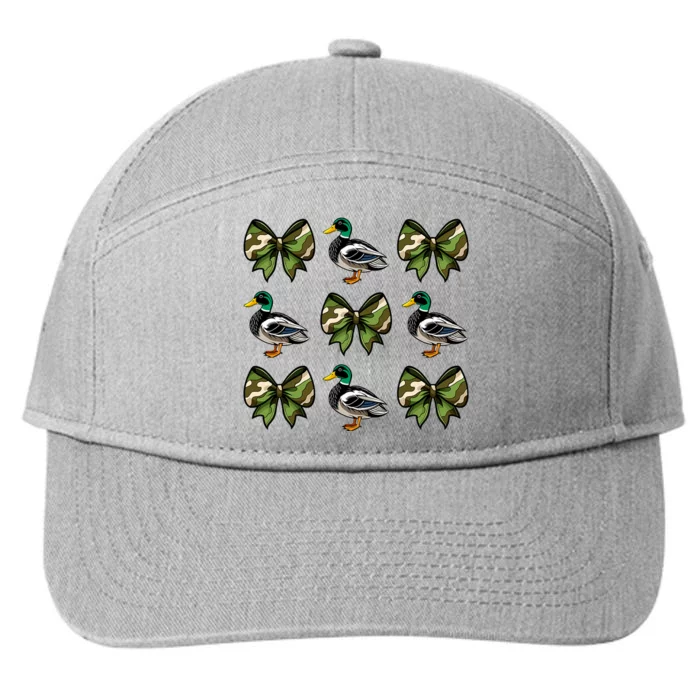 Camo Coquette Bow Duck Hunt Mallard Duck Hunting 7-Panel Snapback Hat