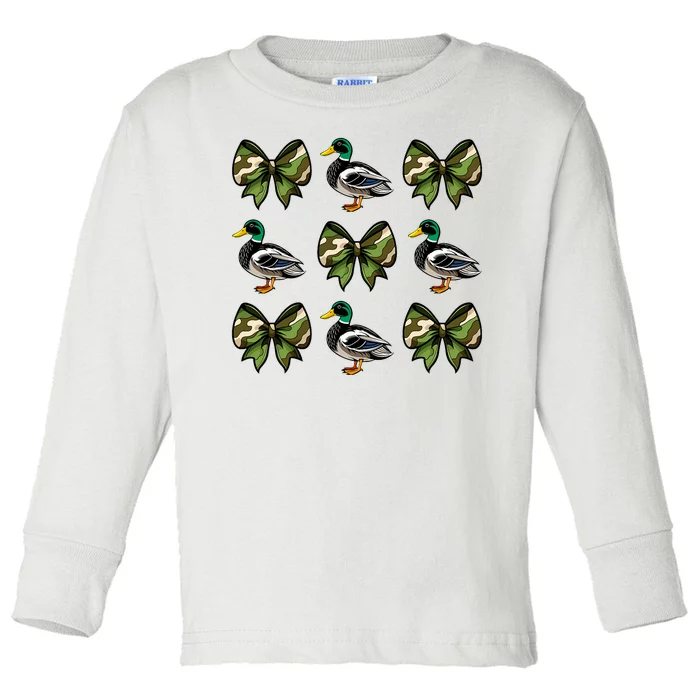 Camo Coquette Bow Duck Hunt Mallard Duck Hunting Toddler Long Sleeve Shirt