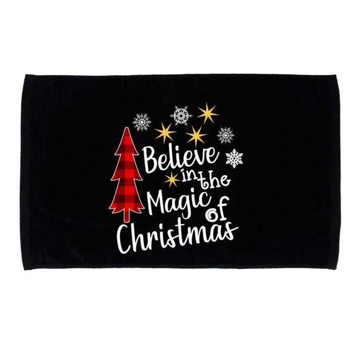 Cute Casual Believe In Magic Of Christmas Tree Buffalo Plaid Gift Microfiber Hand Towel