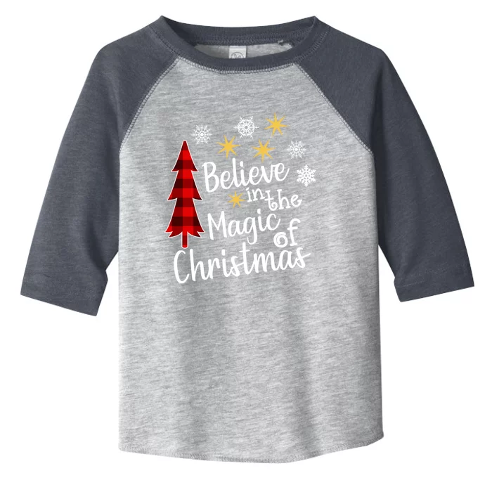 Cute Casual Believe In Magic Of Christmas Tree Buffalo Plaid Gift Toddler Fine Jersey T-Shirt