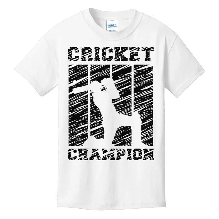 Cricketer Cricketing Bat And Ball Sport Retro Cricket Player Kids T-Shirt