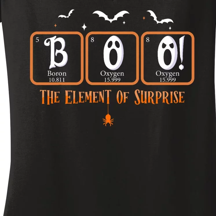 Cute Chemistry Boo The Element Of Surprise Chemist Halloween Women's V-Neck T-Shirt