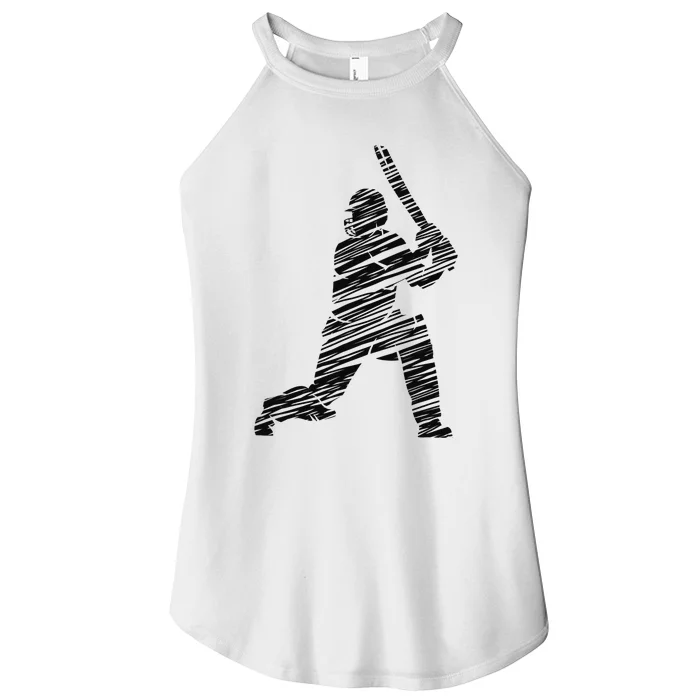 Cricketer Cricketing Bat And Ball Sport Retro Cricket Player Women’s Perfect Tri Rocker Tank