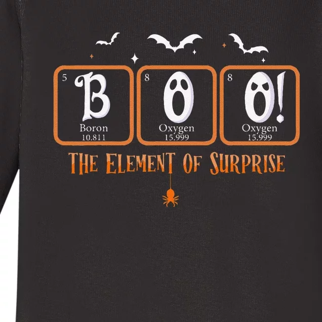 Cute Chemistry Boo The Element Of Surprise Chemist Halloween Baby Long Sleeve Bodysuit