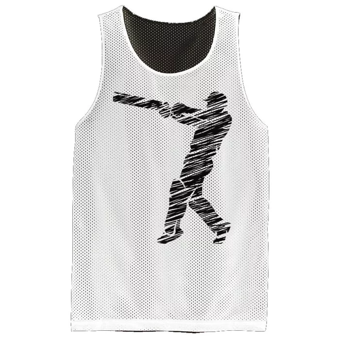 Cricketer Cricketing Bat And Ball Sport Retro Cricket Player Mesh Reversible Basketball Jersey Tank