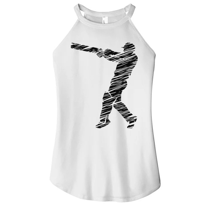 Cricketer Cricketing Bat And Ball Sport Retro Cricket Player Women’s Perfect Tri Rocker Tank