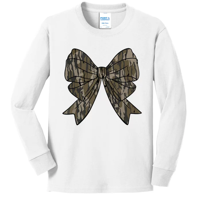 Camo Coquette Bow Duck Hunt Duck Hunting Women Kids Long Sleeve Shirt