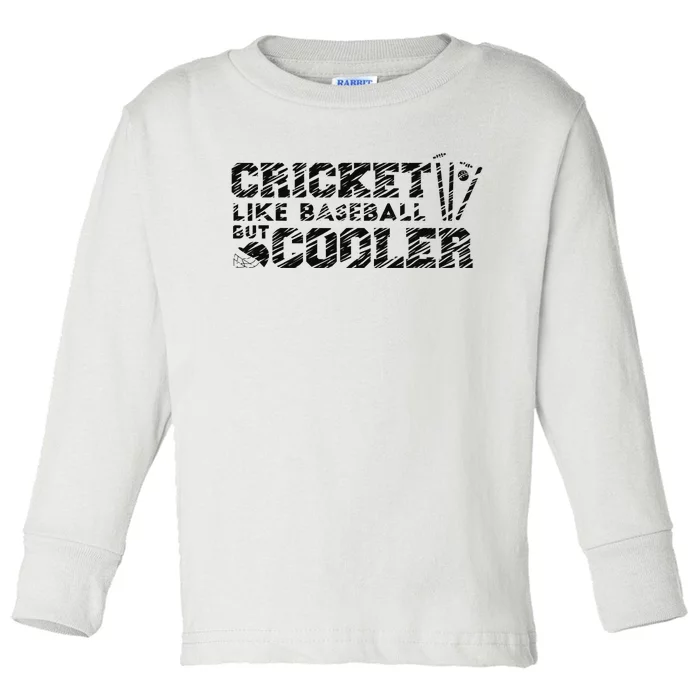 Cricketer Cricketing Bat And Ball Sport Retro Cricket Player Toddler Long Sleeve Shirt