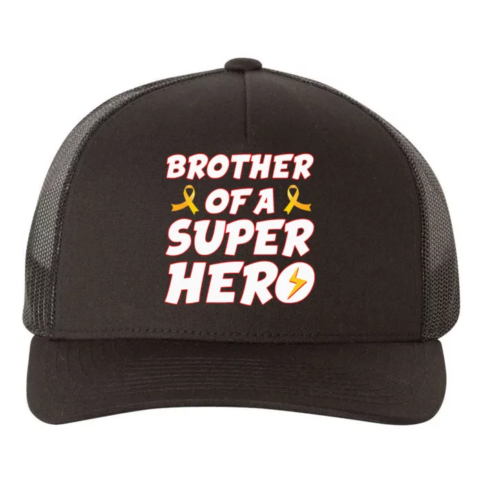 Childhood Cancer Brother Of A Superhero Family Ribbon Yupoong Adult 5-Panel Trucker Hat