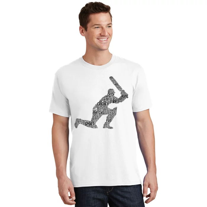 Cricketer Cricketing Bat And Ball Sport Retro Cricket Player T-Shirt