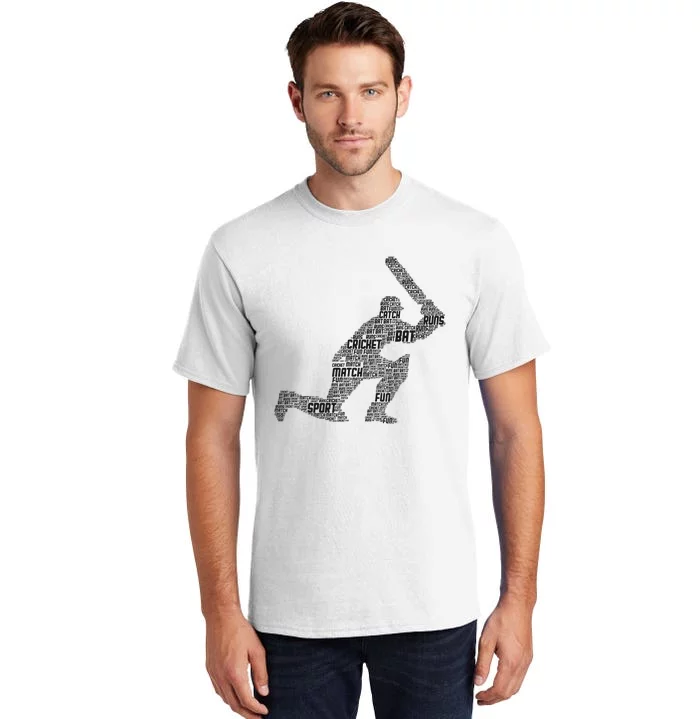 Cricketer Cricketing Bat And Ball Sport Retro Cricket Player Tall T-Shirt