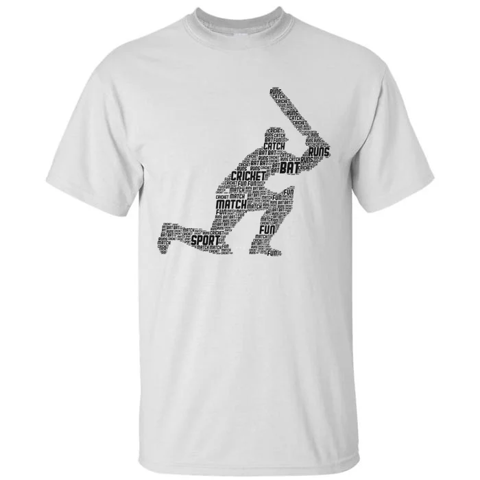 Cricketer Cricketing Bat And Ball Sport Retro Cricket Player Tall T-Shirt