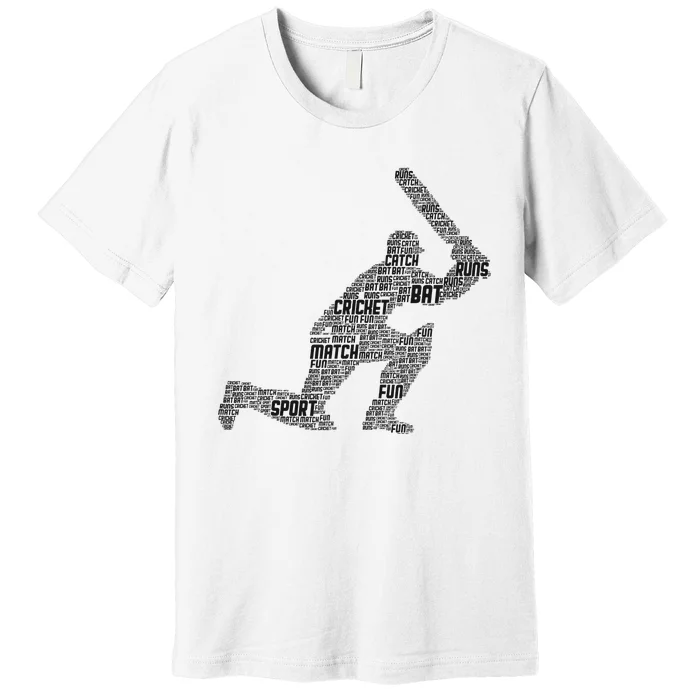 Cricketer Cricketing Bat And Ball Sport Retro Cricket Player Premium T-Shirt