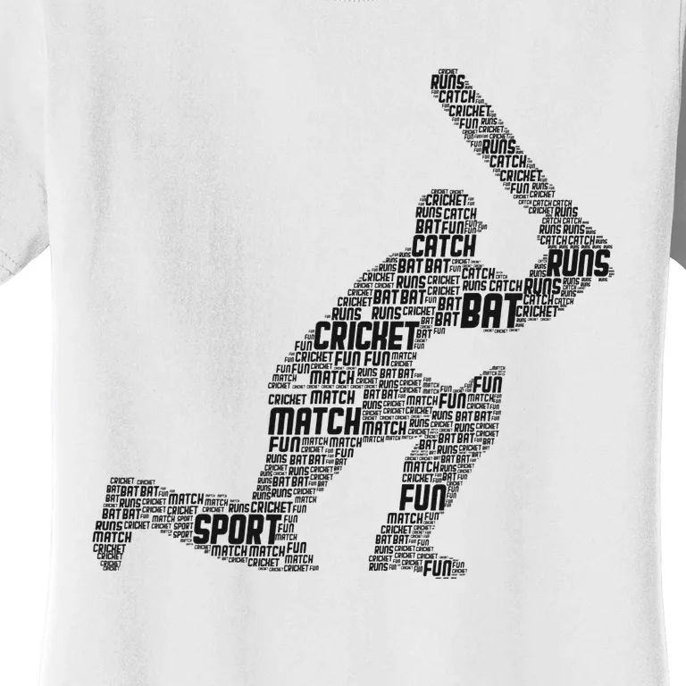 Cricketer Cricketing Bat And Ball Sport Retro Cricket Player Women's T-Shirt