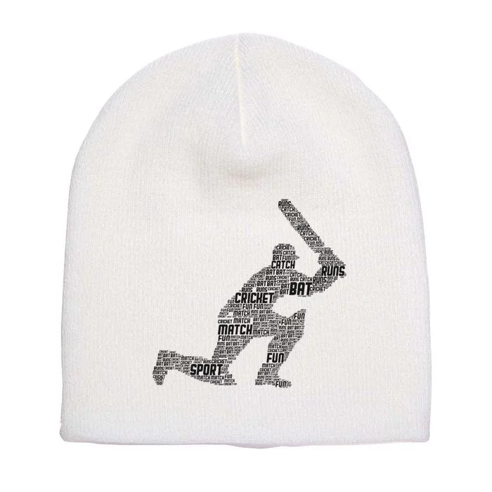 Cricketer Cricketing Bat And Ball Sport Retro Cricket Player Short Acrylic Beanie