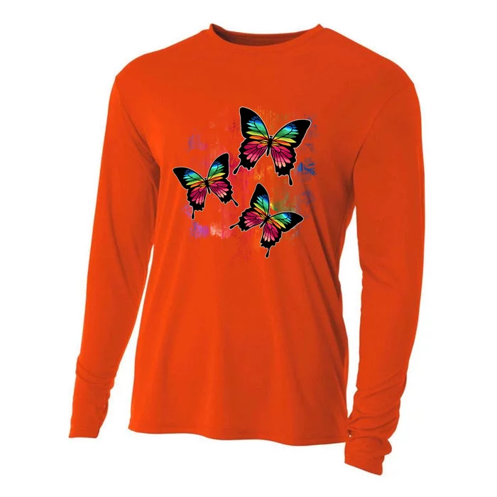 Colorful Cute Butterfly Gift Butterflies Gift Cooling Performance Long Sleeve Crew