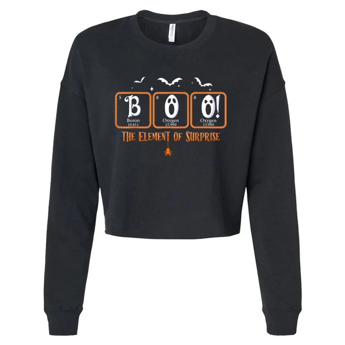 Cute Chemistry Boo The Element Of Surprise Chemist Halloween Cropped Pullover Crew