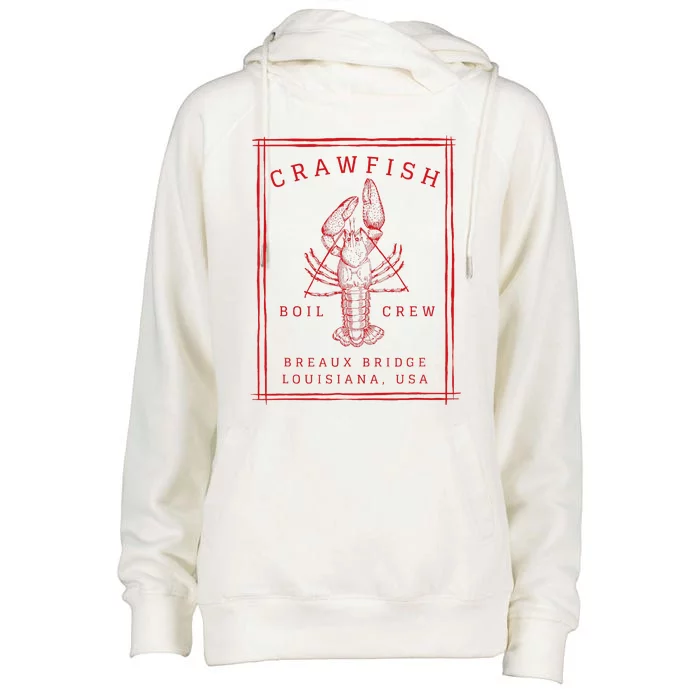 Crawfish Crew Breaux Bridge Retro Cajun Seafood Womens Funnel Neck Pullover Hood