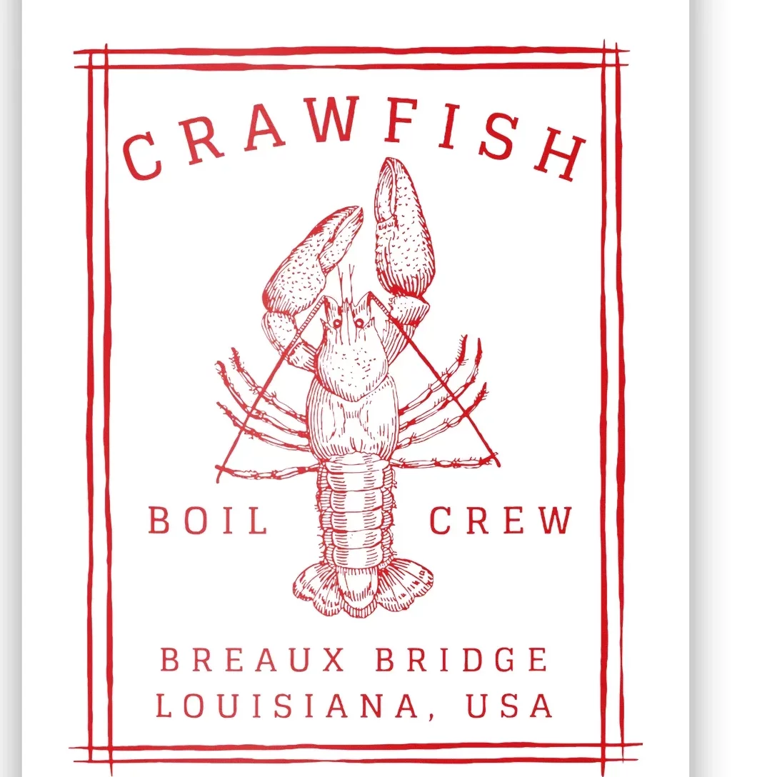 Crawfish Crew Breaux Bridge Retro Cajun Seafood Poster