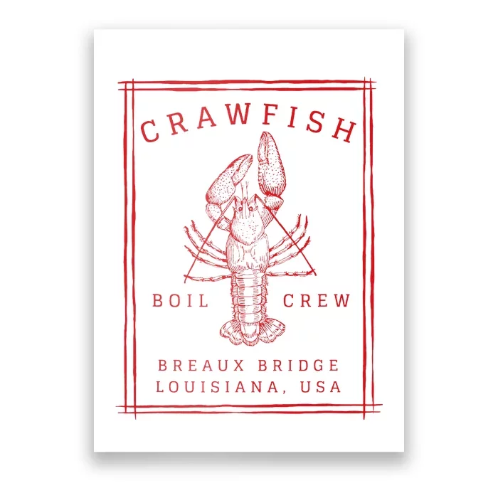 Crawfish Crew Breaux Bridge Retro Cajun Seafood Poster