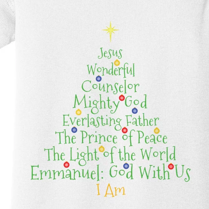 Christian Christmas Bible Names Of Jesus Tree Shaped Baby Bodysuit