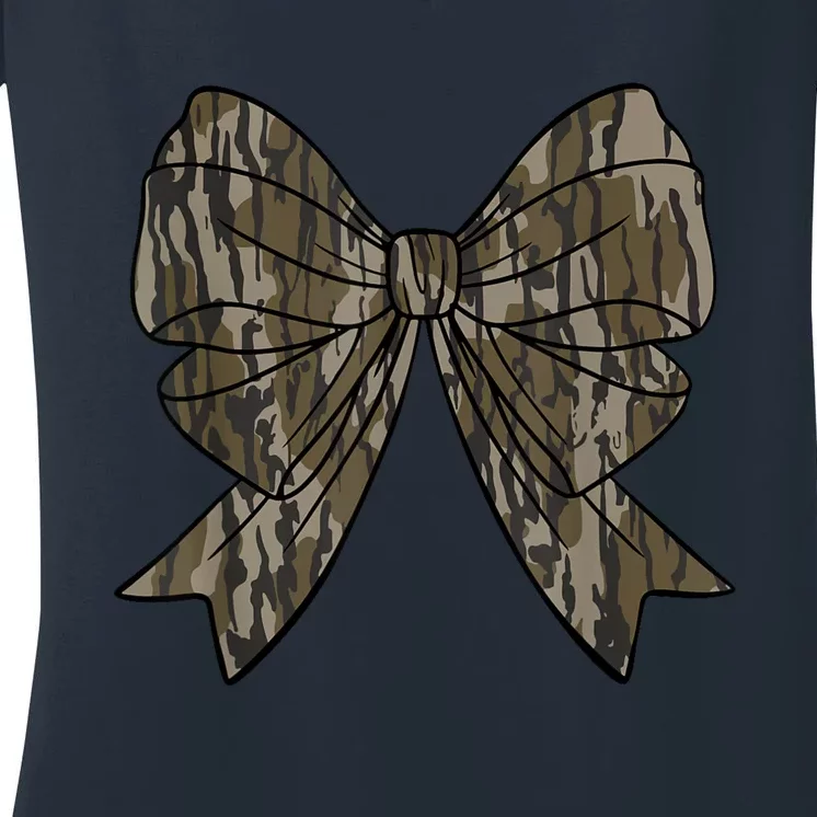 Camo Coquette Bow Duck Hunt Duck Hunting Women's V-Neck T-Shirt