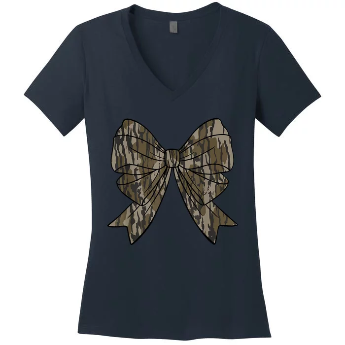 Camo Coquette Bow Duck Hunt Duck Hunting Women's V-Neck T-Shirt