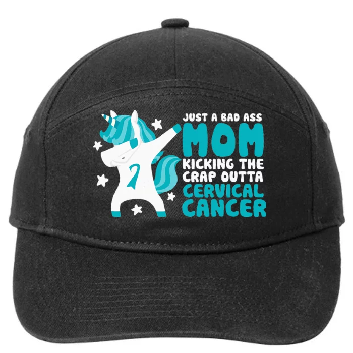 Cervical Cancer Bad Ass Mom Quote Dabbing Unicorn Funny 7-Panel Snapback Hat