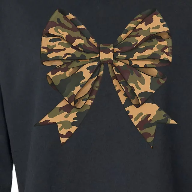 Camo Coquette Bow Duck Hunting Hunter Cropped Pullover Crew