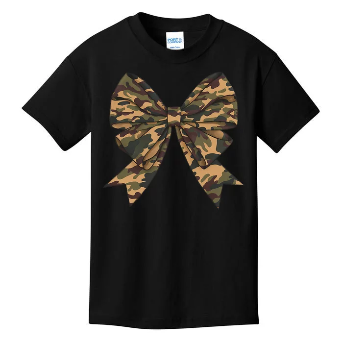 Camo Coquette Bow Duck Hunting Hunter Kids T-Shirt