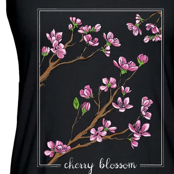 Cute Cherry Blossom Japanese Art Sakura Japan Korean Style Ladies Essential Flowy Tank