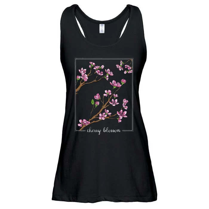 Cute Cherry Blossom Japanese Art Sakura Japan Korean Style Ladies Essential Flowy Tank