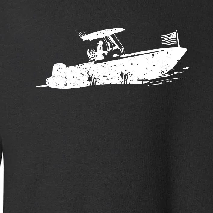 Center Console Boat, American Flag, Motorboat, Fishing Boat Toddler Sweatshirt