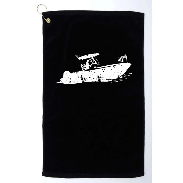 Center Console Boat, American Flag, Motorboat, Fishing Boat Platinum Collection Golf Towel