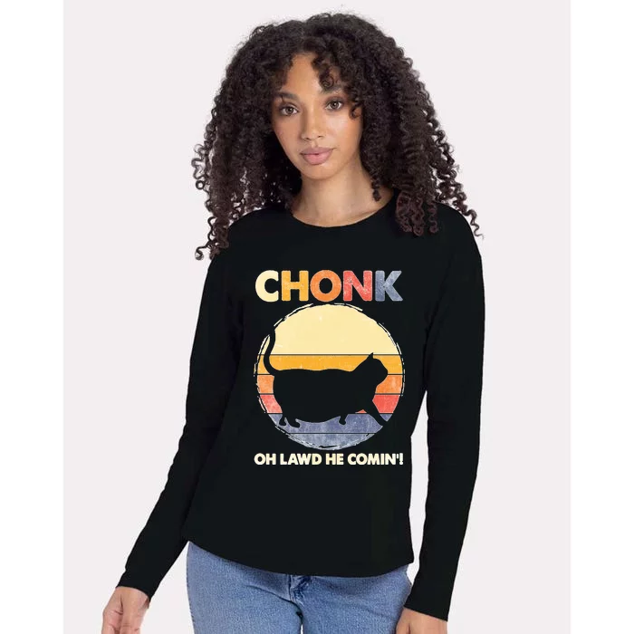 Chonk Cat Big Meme Funny Retro Style Intage Cats Memes Womens Cotton Relaxed Long Sleeve T-Shirt