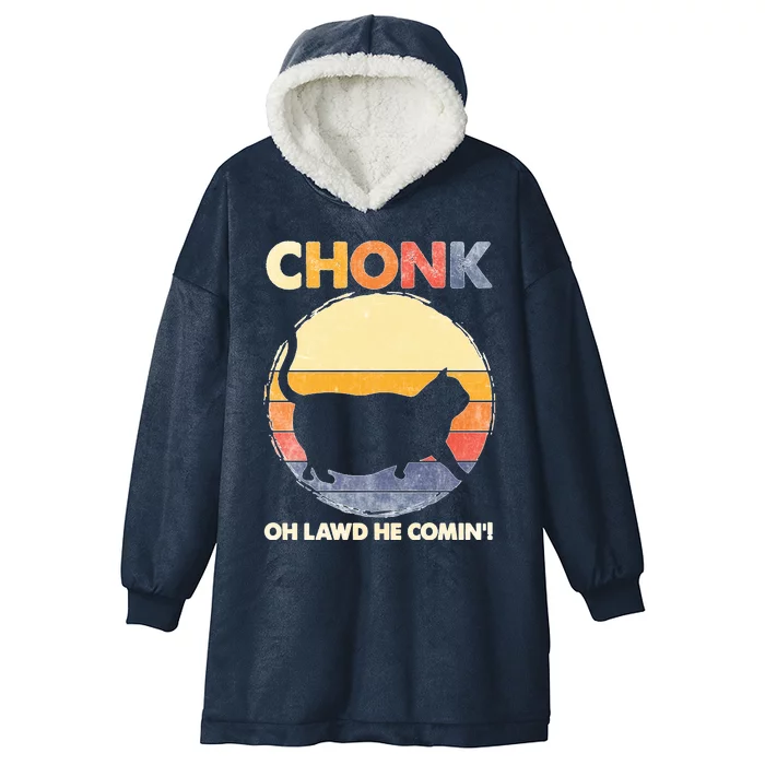 Chonk Cat Big Meme Funny Retro Style Intage Cats Memes Hooded Wearable Blanket