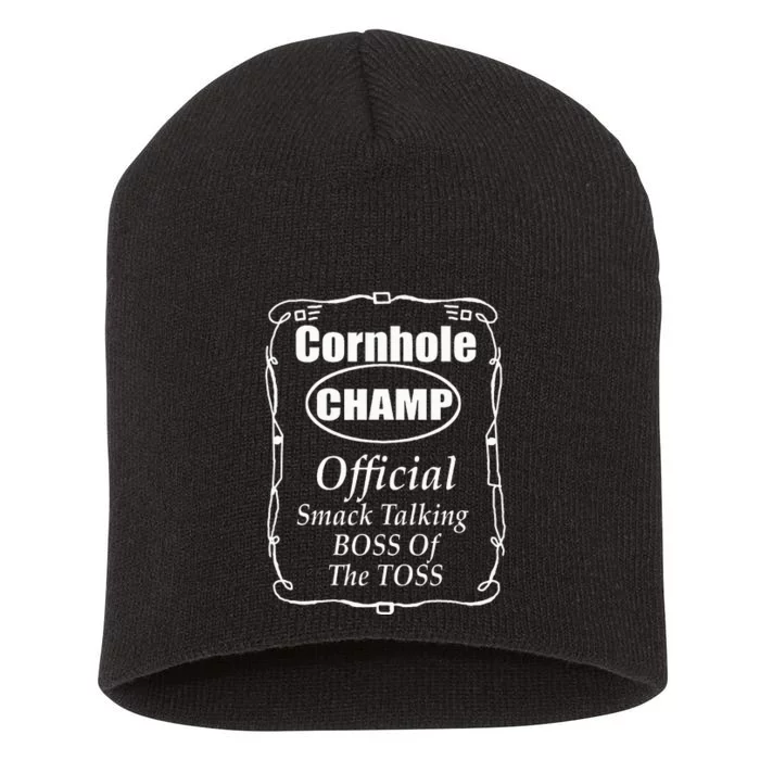 Cornhole Champion Boss Of The Toss Cornhole Short Acrylic Beanie