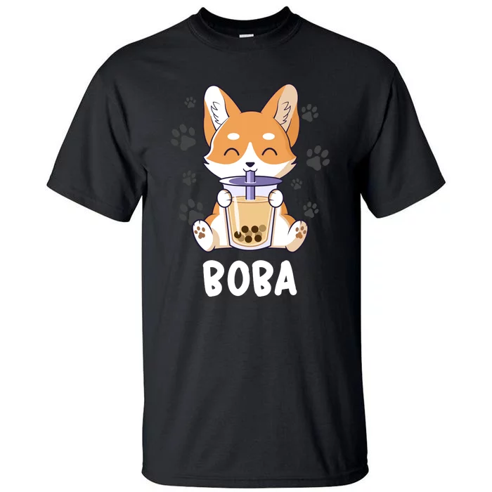 Cute Corgi Boba Bubble Tea Tall T-Shirt